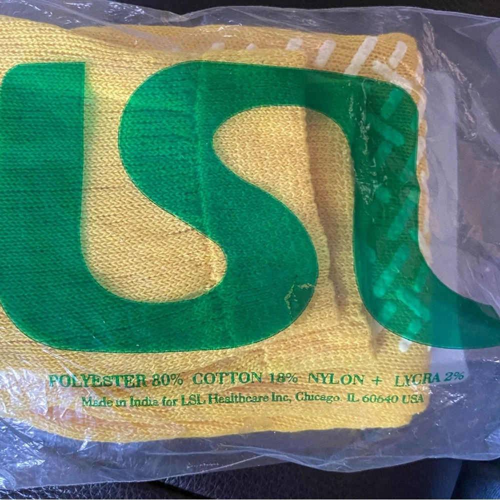 LSL One Pair New Yellow Traction Socks in Package Unisex Will Fit Most Feet xxl